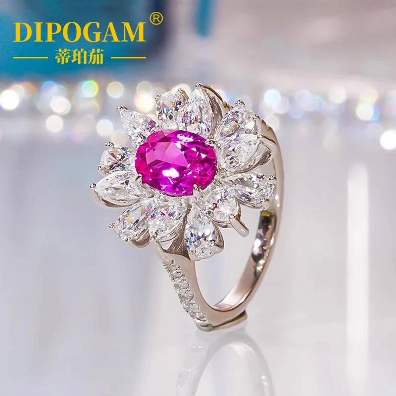 DIPOGAM 1CT Oval Cut Pink Lab Grown Color Gems Flower Ring 925 sterling silver Luxury Engagement Wedding Ring for Women Jewelry
DIPOGAM 1CT Oval Cut Pink Lab Grown Color Gems Flower Ring 925 sterling silver Luxury Engagement Wedding Ring for Women Jewelry