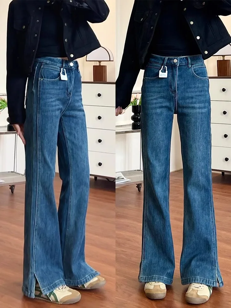 Blue High Waist Flared Jeans Women's Spring Autumn New plus Size Slimming Wide Leg Pants Elastic Split Casual Denim Jeans
Blue High Waist Flared Jeans Women's Spring Autumn New plus Size Slimming Wide Leg Pants Elastic Split Casual Denim Jeans