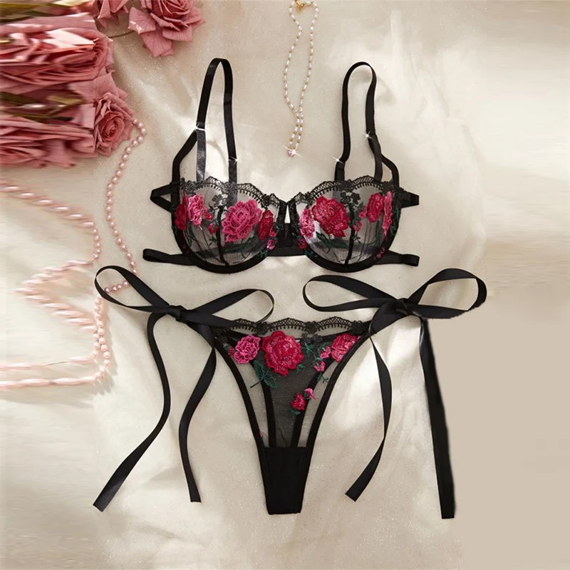 Floral Sexy Adult Lingerie Steel Rings Bra and Panties Sets Mesh Underwear Daring Lingerie For Women 2 Pcs See Through Lingerie
Floral Sexy Adult Lingerie Steel Rings Bra and Panties Sets Mesh Underwear Daring Lingerie For Women 2 Pcs See Through Lingerie