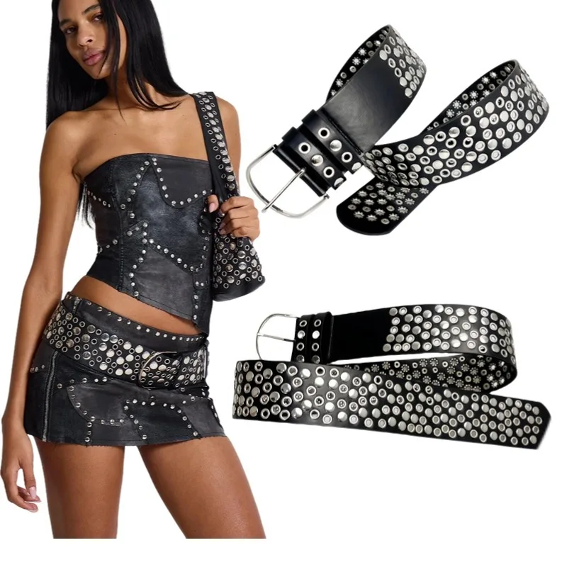 Y2k American Retro Punk Style Wide Belt Female Gas Eye Rivets Porous Design Belt Decoration Versatile Luxury Belt Belt for Women
Y2k American Retro Punk Style Wide Belt Female Gas Eye Rivets Porous Design Belt Decoration Versatile Luxury Belt Belt for Women