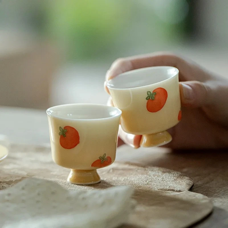 2pc/lot Hand-painted Persimmon Apricot Ceramic Teacup Handmade Tea Bowl Single Cups Meditation Cup Chazhan Tea Ceremony 35ml
2pc/lot Hand-painted Persimmon Apricot Ceramic Teacup Handmade Tea Bowl Single Cups Meditation Cup Chazhan Tea Ceremony 35ml