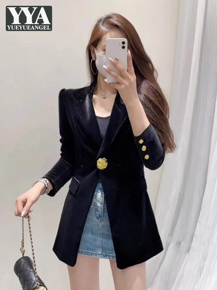 Single Button Office Ladies Slim Fit Elegant Velvet Suit Jacket New Autumn Lapel Long Sleeve Fashion Design Women Blazer Coat
Single Button Office Ladies Slim Fit Elegant Velvet Suit Jacket New Autumn Lapel Long Sleeve Fashion Design Women Blazer Coat