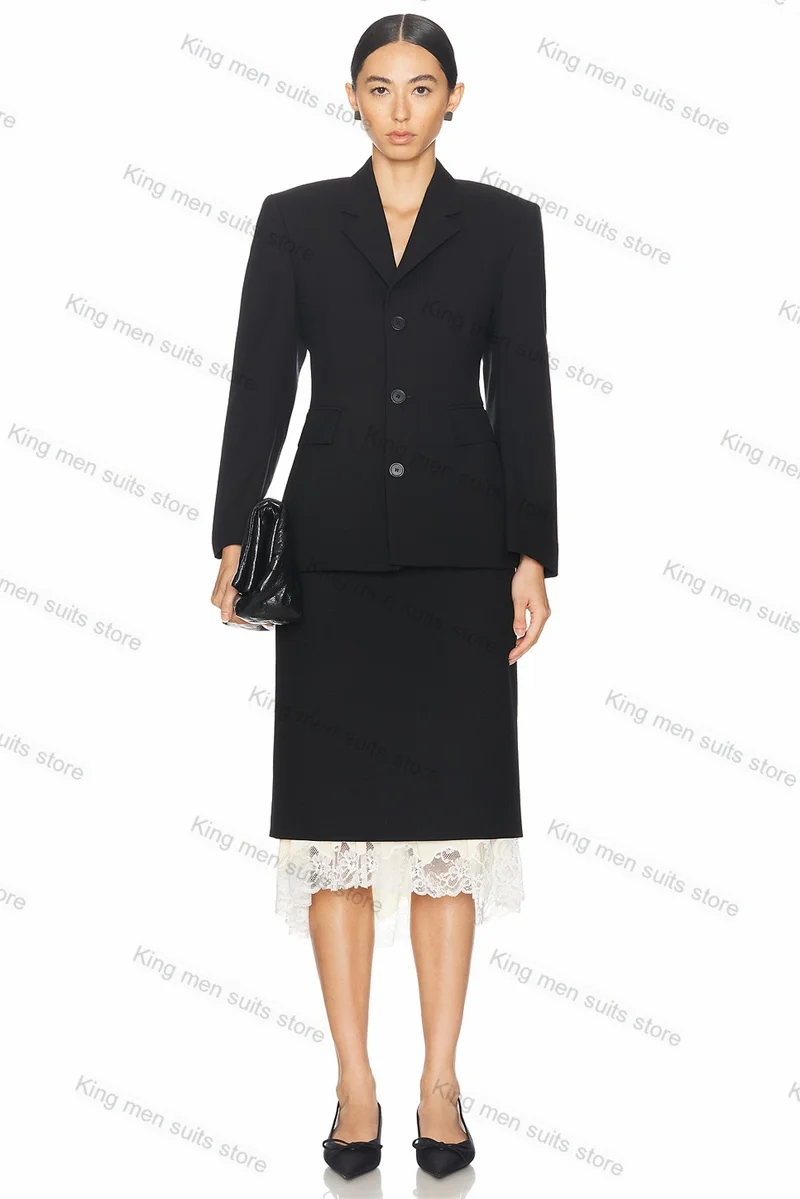 Black Women Suit Skirt 2 Piece Blazer+Short Prom Dress With White Lace Customized Formal Office Lady Cotton Jacket Outfit
Black Women Suit Skirt 2 Piece Blazer+Short Prom Dress With White Lace Customized Formal Office Lady Cotton Jacket Outfit