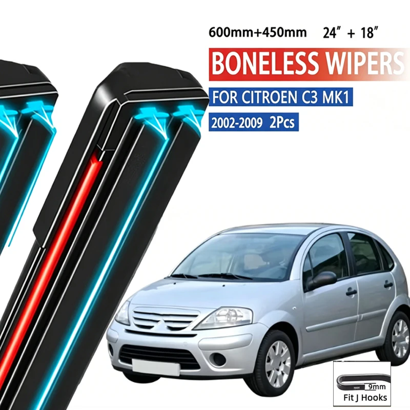 2pcs For Citroen C3 MK1 2002-2009 2003 2004 2005 Car Front Wiper Soft Rubber Boneless Wiper HD Quiet Automotive Wiper 24"+18"
2pcs For Citroen C3 MK1 2002-2009 2003 2004 2005 Car Front Wiper Soft Rubber Boneless Wiper HD Quiet Automotive Wiper 24"+18"