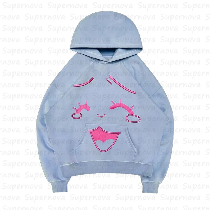 Casual Y2K loose jacket autumn and winter expression embroidery trendy long-sleeved hooded sweatshirt
Casual Y2K loose jacket autumn and winter expression embroidery trendy long-sleeved hooded sweatshirt