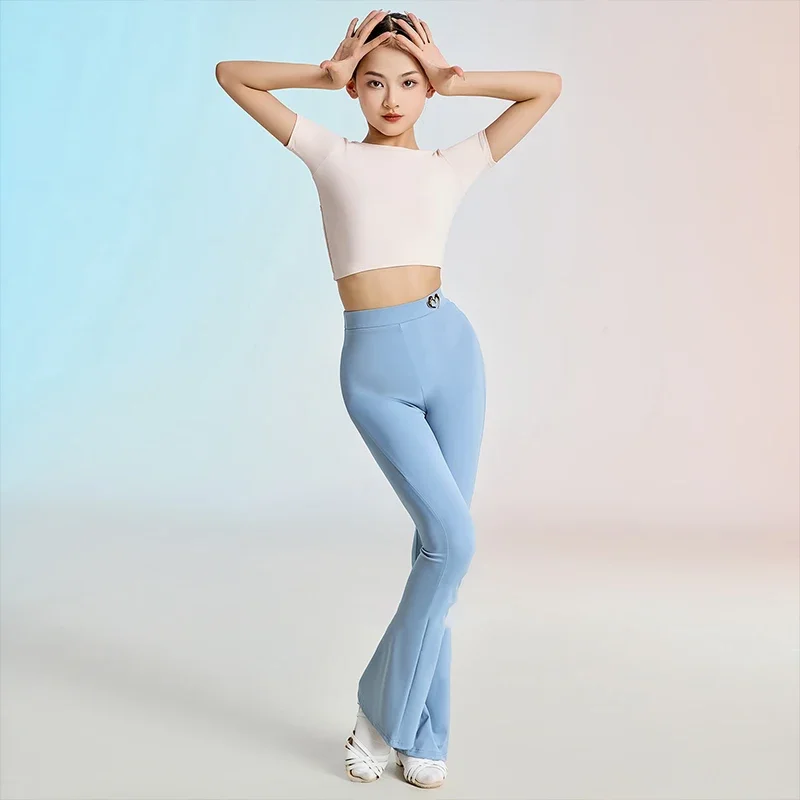 Girls Latin Dance Costume Children Short Sleeves Tops Performance Wear Blue High Waisted Flared Pants Training Clothes
Girls Latin Dance Costume Children Short Sleeves Tops Performance Wear Blue High Waisted Flared Pants Training Clothes