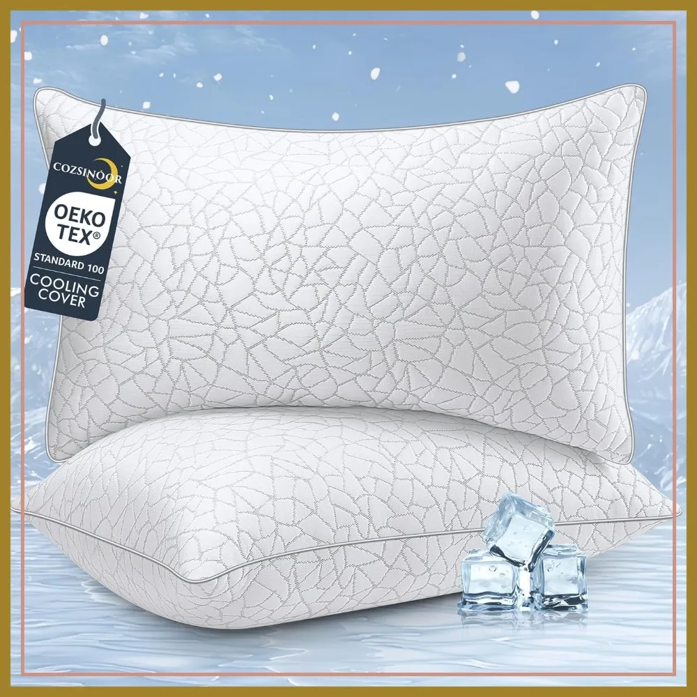 King Size Bed Pillows Set of 2 - Breathable Down Alternative for Side, Back & Stomach Sleepers, Cooling Hotel Quality Fluffy Microfiber Fill
King Size Bed Pillows Set of 2 - Breathable Down Alternative for Side, Back & Stomach Sleepers, Cooling Hotel Quality Fluffy Microfiber Fill