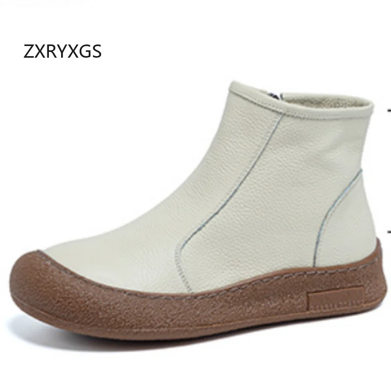 ZXRYXGS 2025 Top Layer Cowhide Women's Leather Boots Flat Heel Soft Sole Comfort Side Zipper Winter Short Boots Wool Warm Boots
ZXRYXGS 2025 Top Layer Cowhide Women's Leather Boots Flat Heel Soft Sole Comfort Side Zipper Winter Short Boots Wool Warm Boots