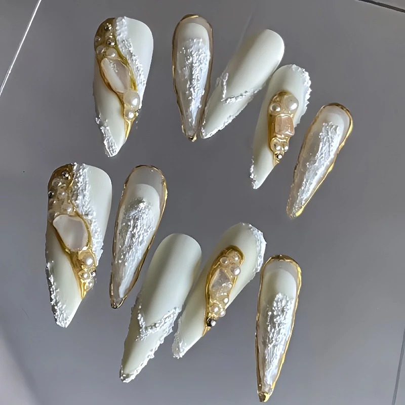 10Pcs Handmade Manicure Medium Almond Fake Nails New Cute 3D Limited Nails Press On Nails Design with Adhesive Nail File Set
10Pcs Handmade Manicure Medium Almond Fake Nails New Cute 3D Limited Nails Press On Nails Design with Adhesive Nail File Set