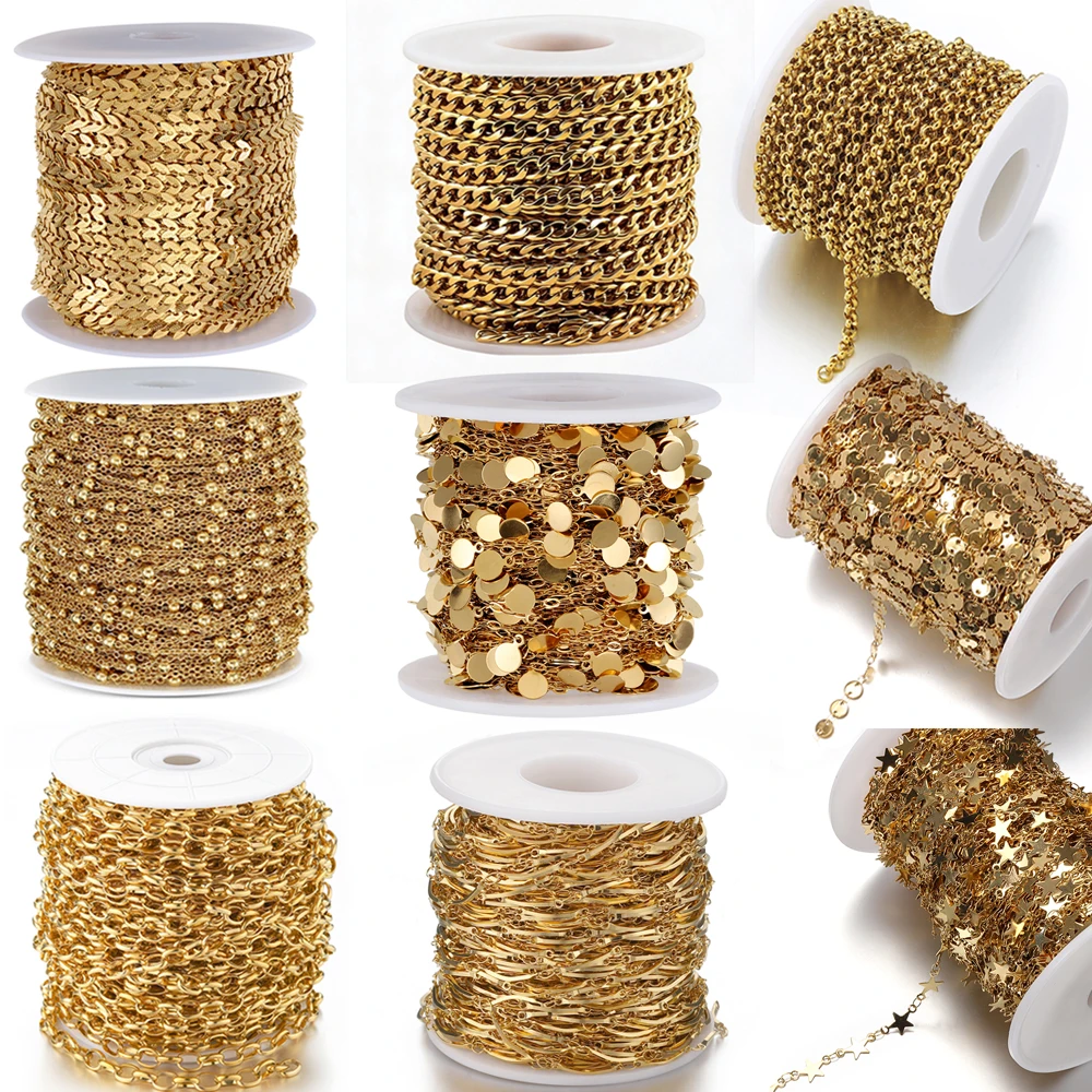 1 Meter/Lot Gold Color Stainless Steel Chain Roll For Jewelry Making DIY Necklaces Bracelets Earrings Findings Bulk Crafts Chain
1 Meter/Lot Gold Color Stainless Steel Chain Roll For Jewelry Making DIY Necklaces Bracelets Earrings Findings Bulk Crafts Chain