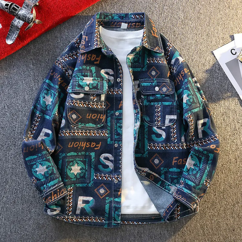 Autumn Faion Casual Loose Denim Jaet Men's Top Youth ular Cotton Polyester Blend Long Sve Flip Collar Jaet
Autumn Faion Casual Loose Denim Jaet Men's Top Youth ular Cotton Polyester Blend Long Sve Flip Collar Jaet