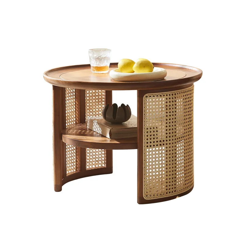 Nordic round coffee table size high and low combination wabi-sabi wind retro solid wood rattan round edge few Japanese-style sma
Nordic round coffee table size high and low combination wabi-sabi wind retro solid wood rattan round edge few Japanese-style sma