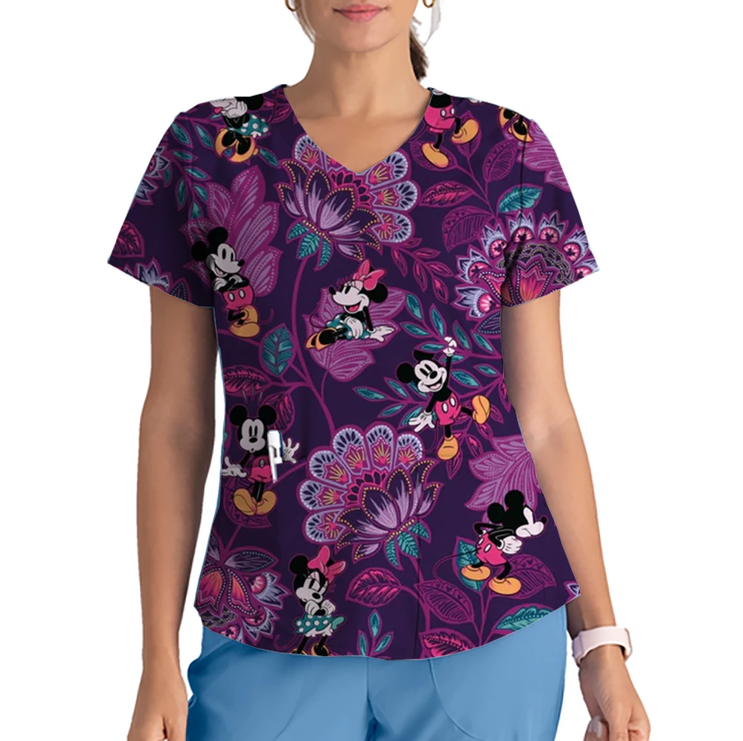2025 Ladies New Work Clothing Cartoon Print Disney Mickey Minnie V-neck Pocket Short Sleeve Scrub Top Nurse Caregiver T-shirt
2025 Ladies New Work Clothing Cartoon Print Disney Mickey Minnie V-neck Pocket Short Sleeve Scrub Top Nurse Caregiver T-shirt
