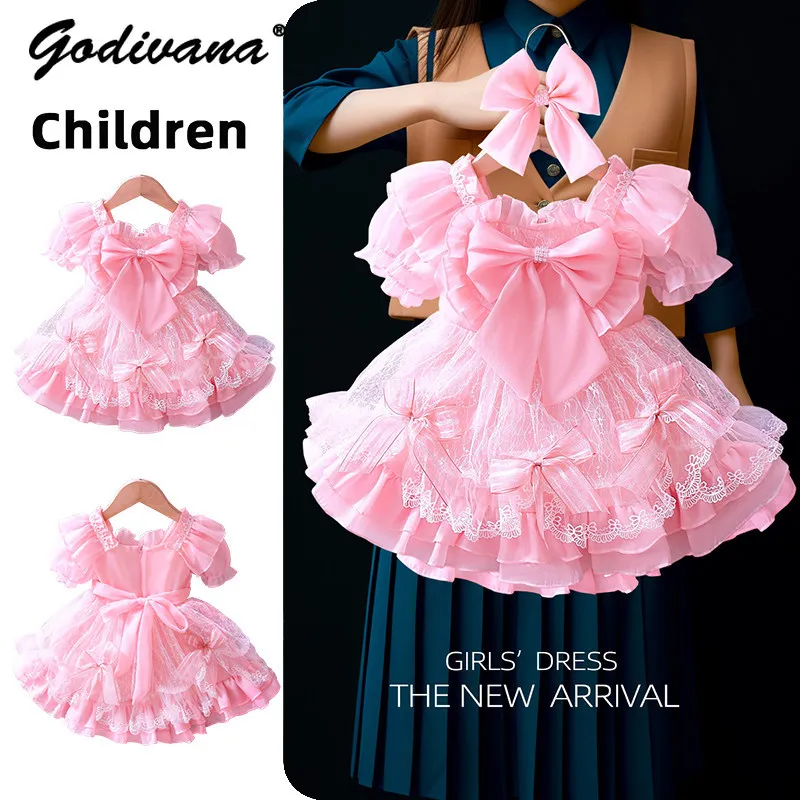 Sweet Baby Girls Pink Lolita Princess Dress 2026 New Summer Heavy Mesh Lace Trim Puff Sleeve Cute Bow Birthday Party Ball Gown
Sweet Baby Girls Pink Lolita Princess Dress 2026 New Summer Heavy Mesh Lace Trim Puff Sleeve Cute Bow Birthday Party Ball Gown