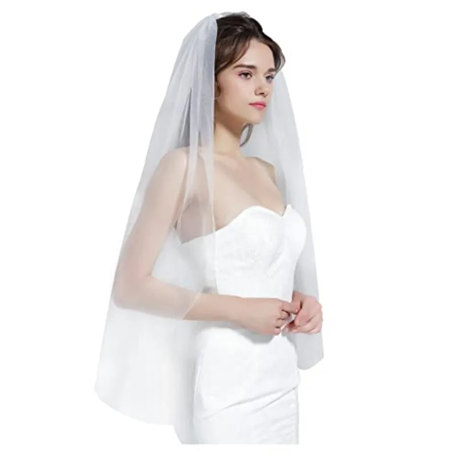 BEAUTELICATE Wedding Bridal Veil with Comb 1 Tier Cut Edge FingertipCathedral Length
BEAUTELICATE Wedding Bridal Veil with Comb 1 Tier Cut Edge FingertipCathedral Length