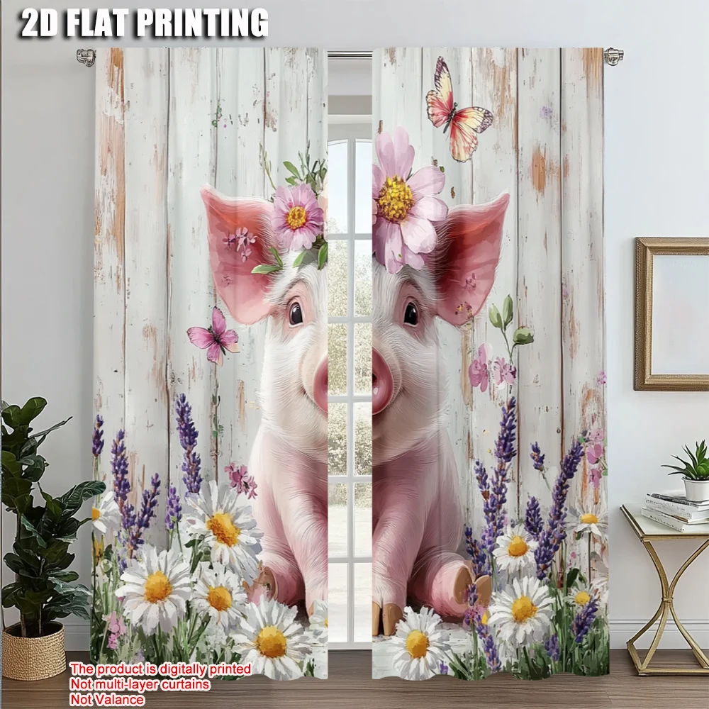 2pcs, Window Curtain 2D print Pink Pig with White Daisy Polyester (without rod) Decorations Outdoor Use for Living Room,
2pcs, Window Curtain 2D print Pink Pig with White Daisy Polyester (without rod) Decorations Outdoor Use for Living Room,