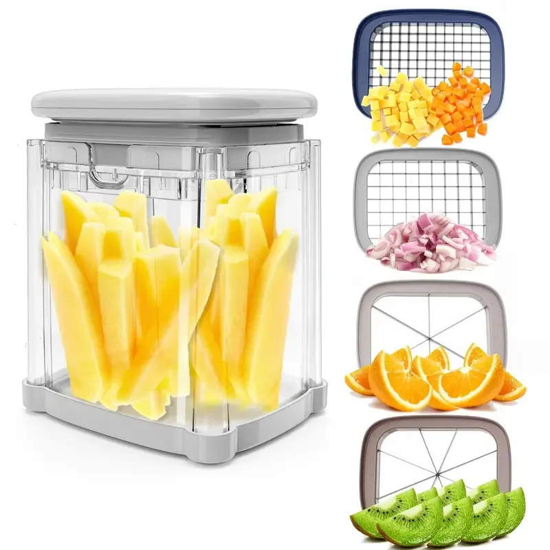French Fry Cutter 4-in-1, Potato Cutter for Fries, Onion Dicer, Food Chopper Slicer – Manual Hand Vegetable Cutter with 4 Blades
French Fry Cutter 4-in-1, Potato Cutter for Fries, Onion Dicer, Food Chopper Slicer – Manual Hand Vegetable Cutter with 4 Blades