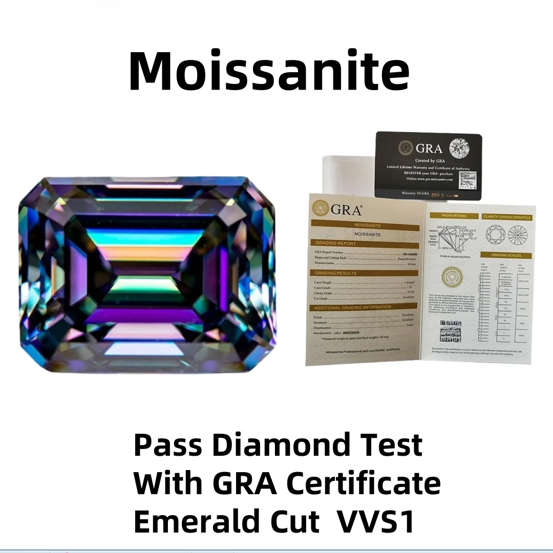 Rainbow Green Loose Moissanite Diamonds Emerald Cut VVS1 0.5~10ct Shining Fine Lab Gemstones with GRA Certificate For Jewelry
Rainbow Green Loose Moissanite Diamonds Emerald Cut VVS1 0.5~10ct Shining Fine Lab Gemstones with GRA Certificate For Jewelry