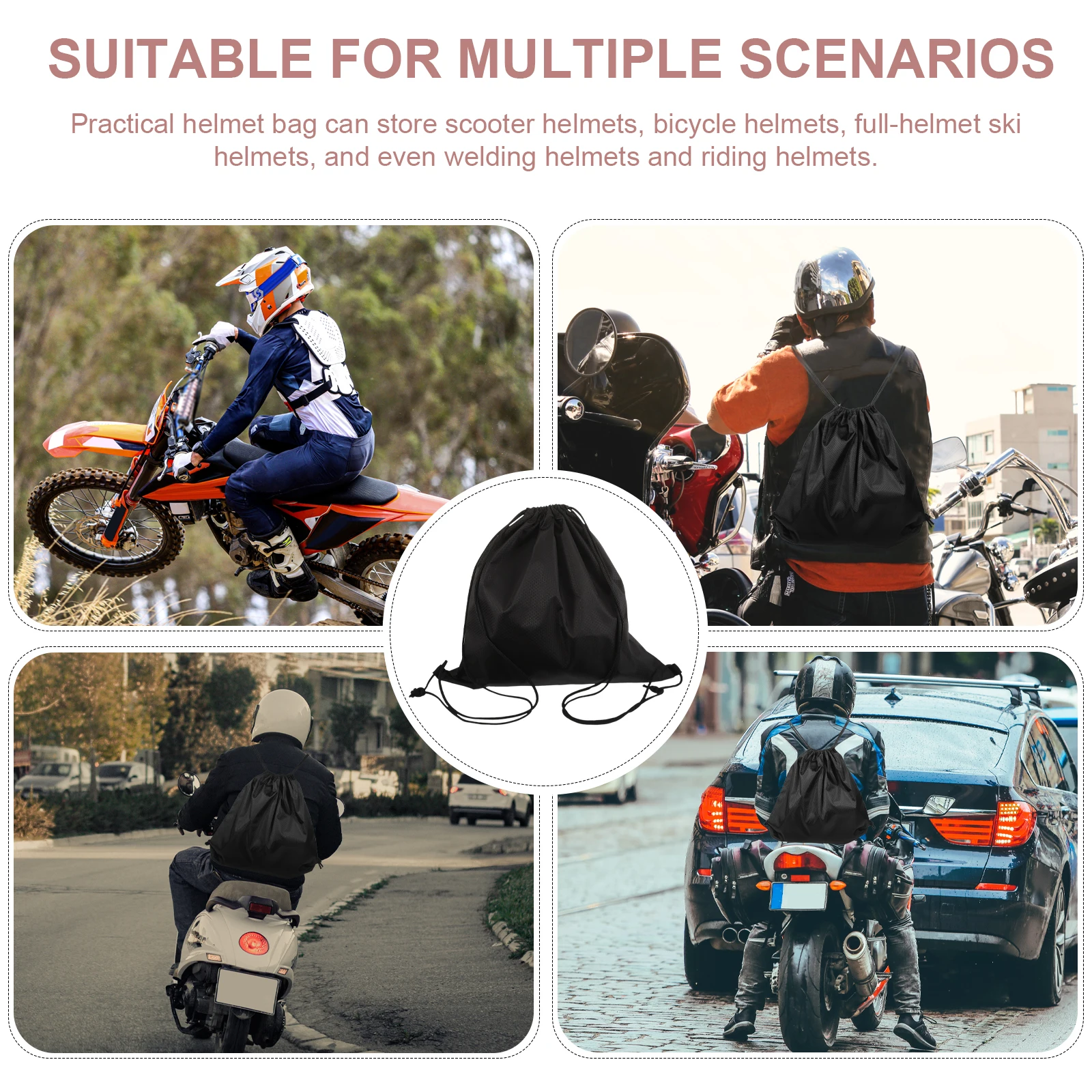 Multifunctional Waterproof Bag Oxford Cloth Storage for Motorcycle Scooter Bicycle Full Helmets Portable Drawstring
Multifunctional Waterproof Bag Oxford Cloth Storage for Motorcycle Scooter Bicycle Full Helmets Portable Drawstring