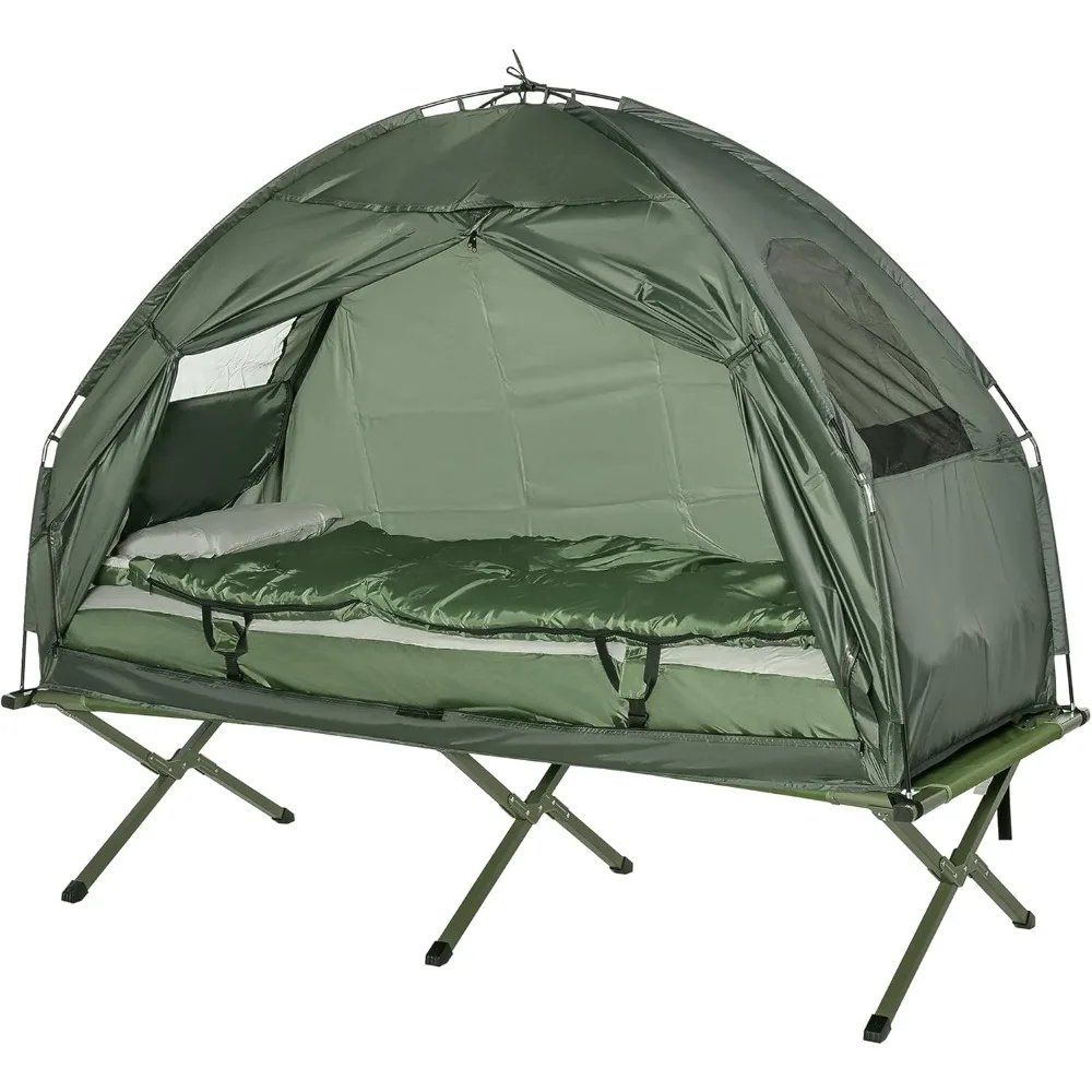 Outsunny Camping Tent Cot, 4-in-1 Folding Tent Cot Combo with Mattress, Pillow, Sleeping Bag, Roller Carrying Bag, Off Ground Tr
Outsunny Camping Tent Cot, 4-in-1 Folding Tent Cot Combo with Mattress, Pillow, Sleeping Bag, Roller Carrying Bag, Off Ground Tr