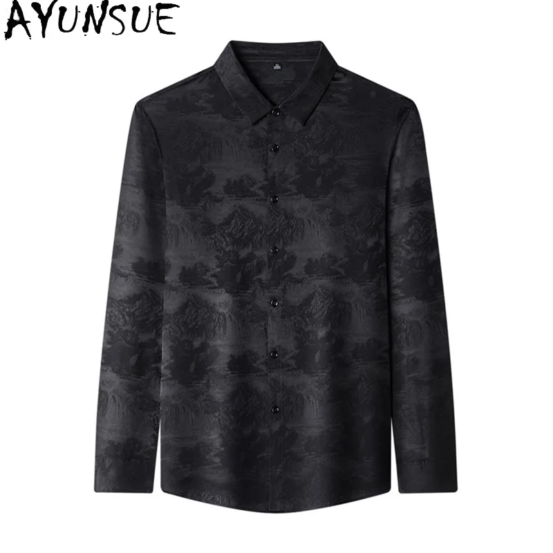 AYUNSUE New Fashion White Shirt Long Sleeve Man Clothing 2025 Spring Autumn 92.4% Mulberry Silk Mens Shirts Casual Business Tops
AYUNSUE New Fashion White Shirt Long Sleeve Man Clothing 2025 Spring Autumn 92.4% Mulberry Silk Mens Shirts Casual Business Tops