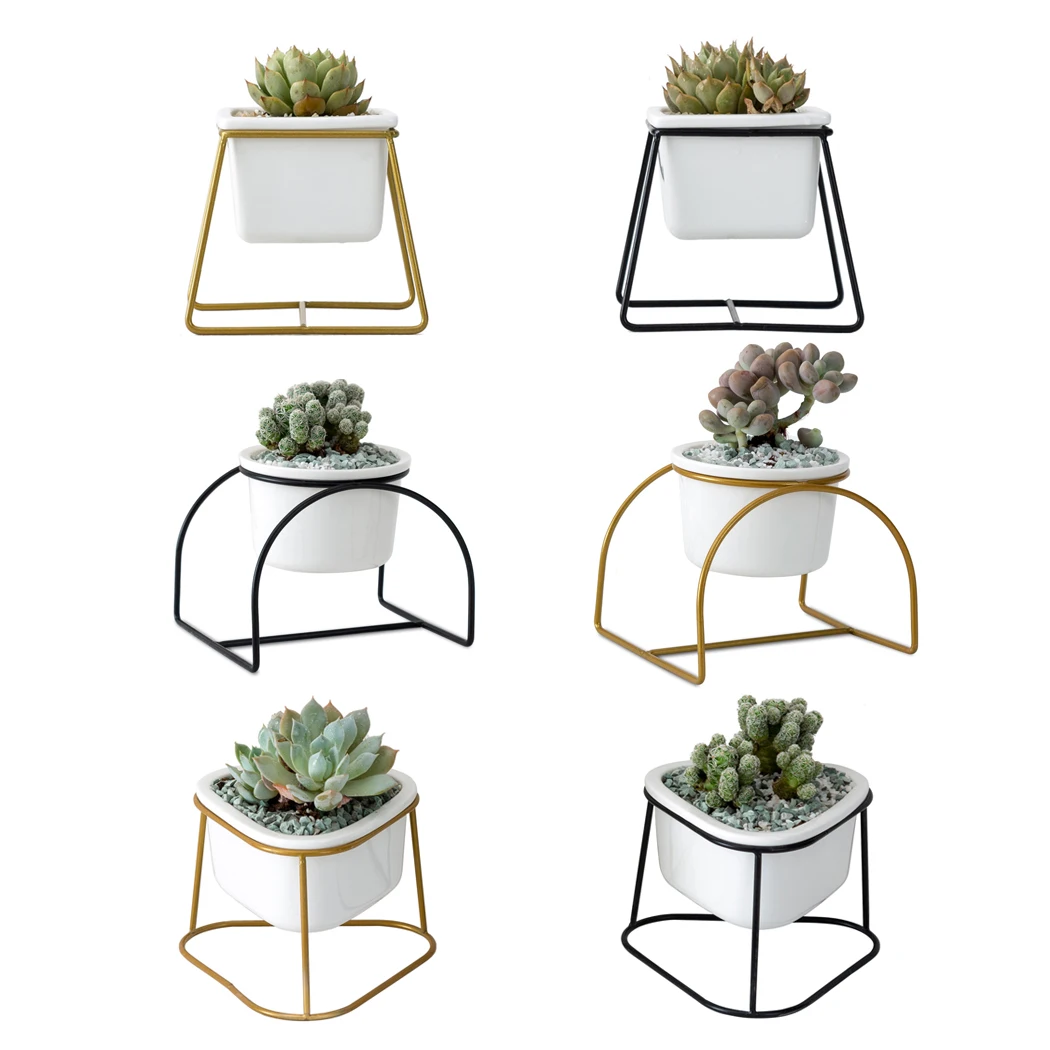 Modern Geometric Ceramic Small Planter with Metal Footed Stand for Succulents Plants Indoors Flowerpot for Home Office Decor
Modern Geometric Ceramic Small Planter with Metal Footed Stand for Succulents Plants Indoors Flowerpot for Home Office Decor