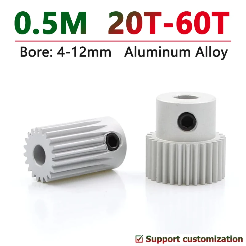 1PCS 20T-60T 0.5M Aluminum Alloy Spur Gear 0.5 Mod Motor Gear with Step 20 22 24 25 28 30 32 35 40 50 60 Teeth Bore 4-12mm
1PCS 20T-60T 0.5M Aluminum Alloy Spur Gear 0.5 Mod Motor Gear with Step 20 22 24 25 28 30 32 35 40 50 60 Teeth Bore 4-12mm