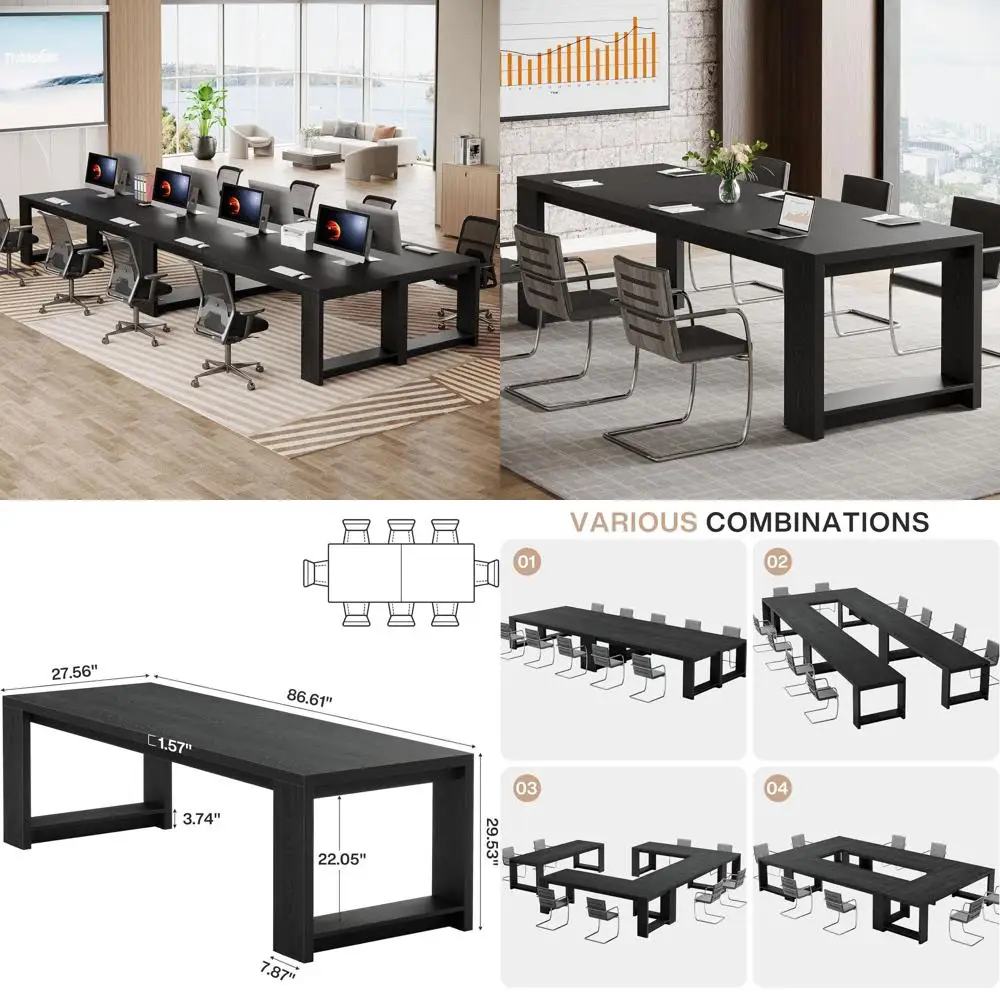 Элегантный черный конференц-стол на 6-8 человек, идеально подходит для переговорных комнат и домашних офисов
Элегантный черный конференц-стол на 6-8 человек, идеально подходит для переговорных комнат и домашних офисов