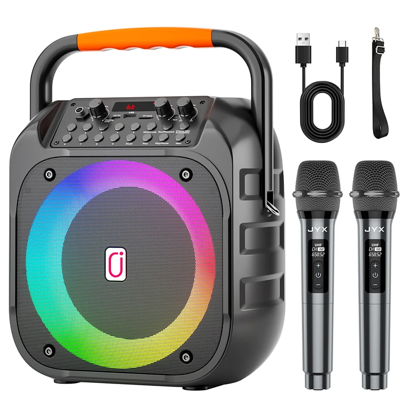 T26 Karaoke Portable Speakers with 2 Wireless Microphones, Suitable for Adults and Kidsren, with Led Lights, Supports Aux/Usb/Tf/Bt, Family Party Mini Karaoke Machine
T26 Karaoke Portable Speakers with 2 Wireless Microphones, Suitable for Adults and Kidsren, with Led Lights, Supports Aux/Usb/Tf/Bt, Family Party Mini Karaoke Machine