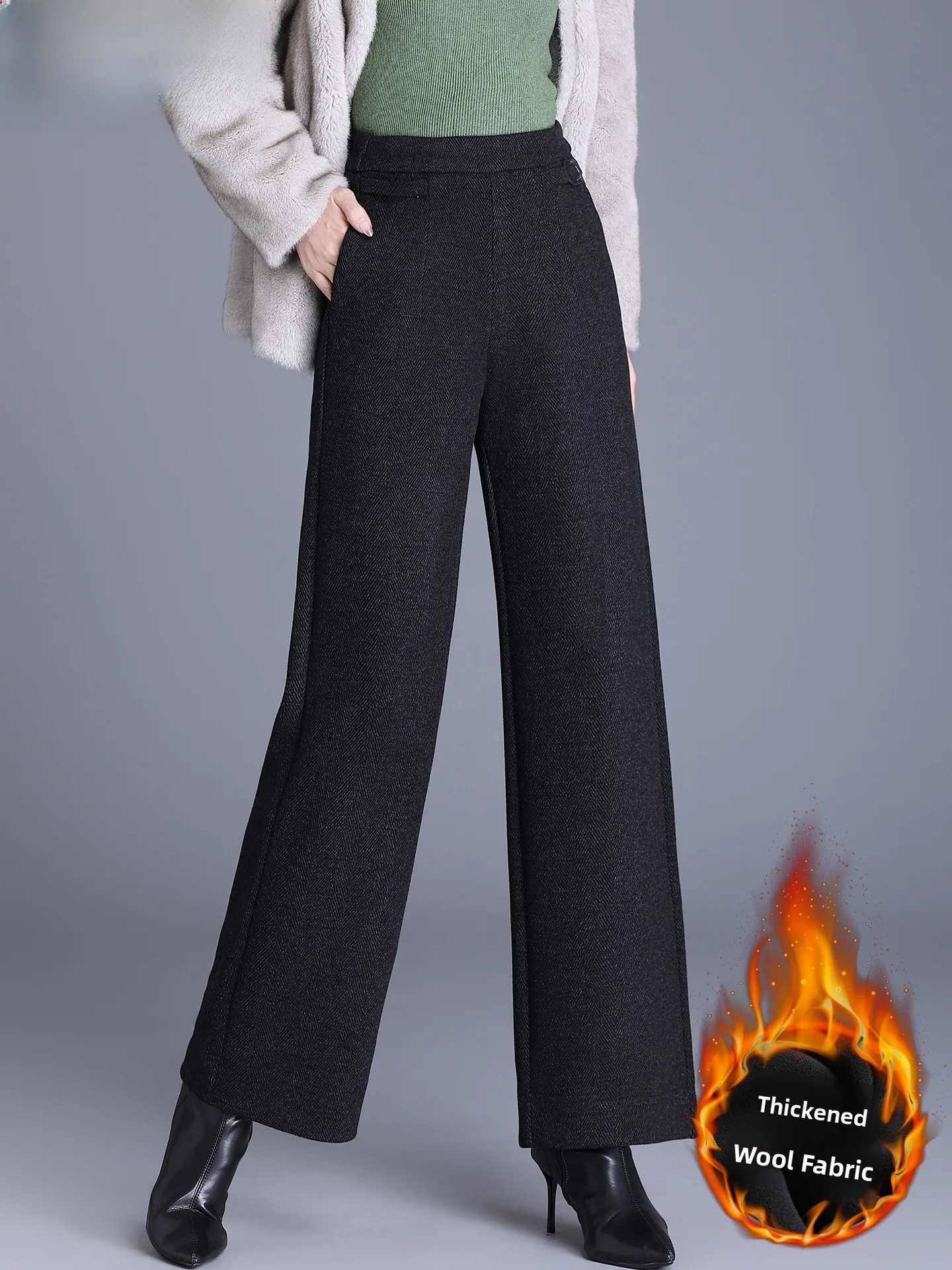 Faionable Woolen Straight Leg Trousers for Mommy Women Mid-aged And ly Warm Long Pants Wide Leg Pants Casual Wear
Faionable Woolen Straight Leg Trousers for Mommy Women Mid-aged And ly Warm Long Pants Wide Leg Pants Casual Wear