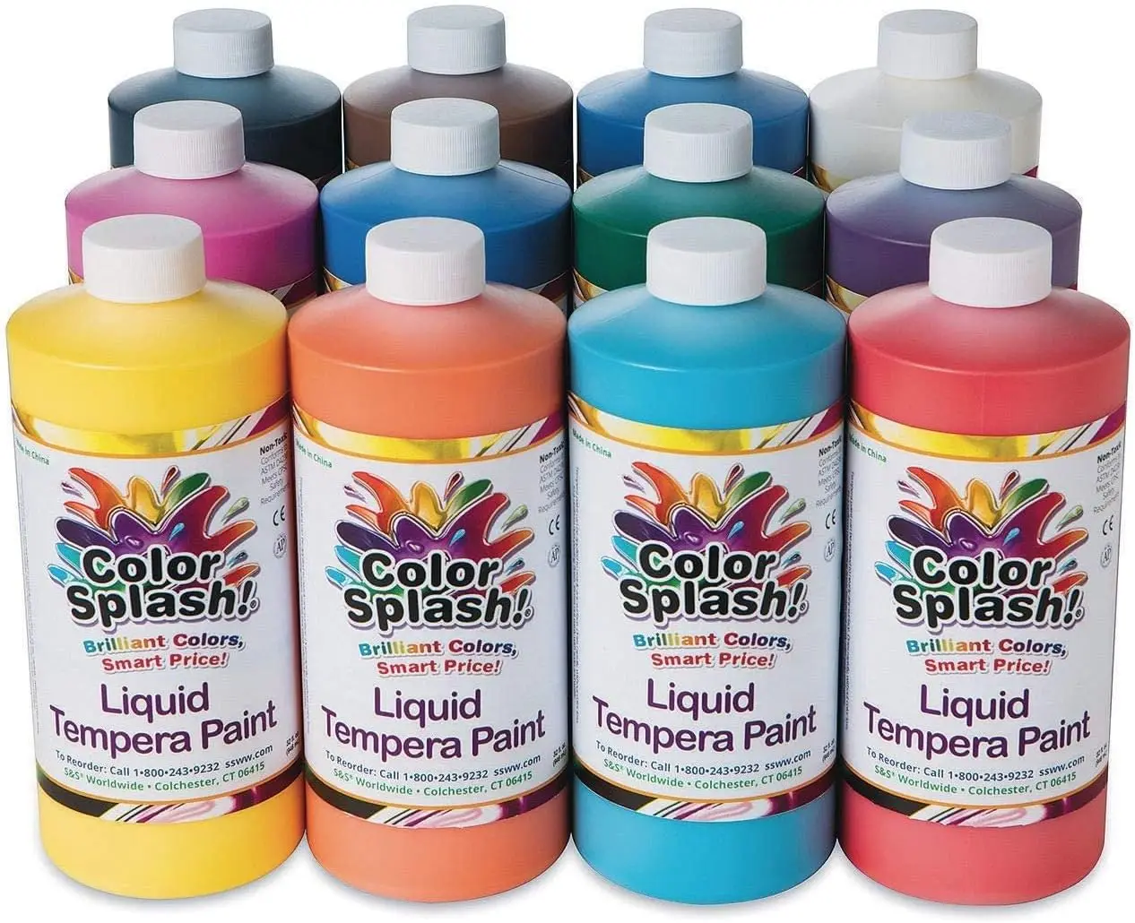 12 Bright Colors Liquid Tempera Paint Set, 32-oz Bottles for Arts & Crafts, School Use, Non-Toxic Poster Paint
12 Bright Colors Liquid Tempera Paint Set, 32-oz Bottles for Arts & Crafts, School Use, Non-Toxic Poster Paint