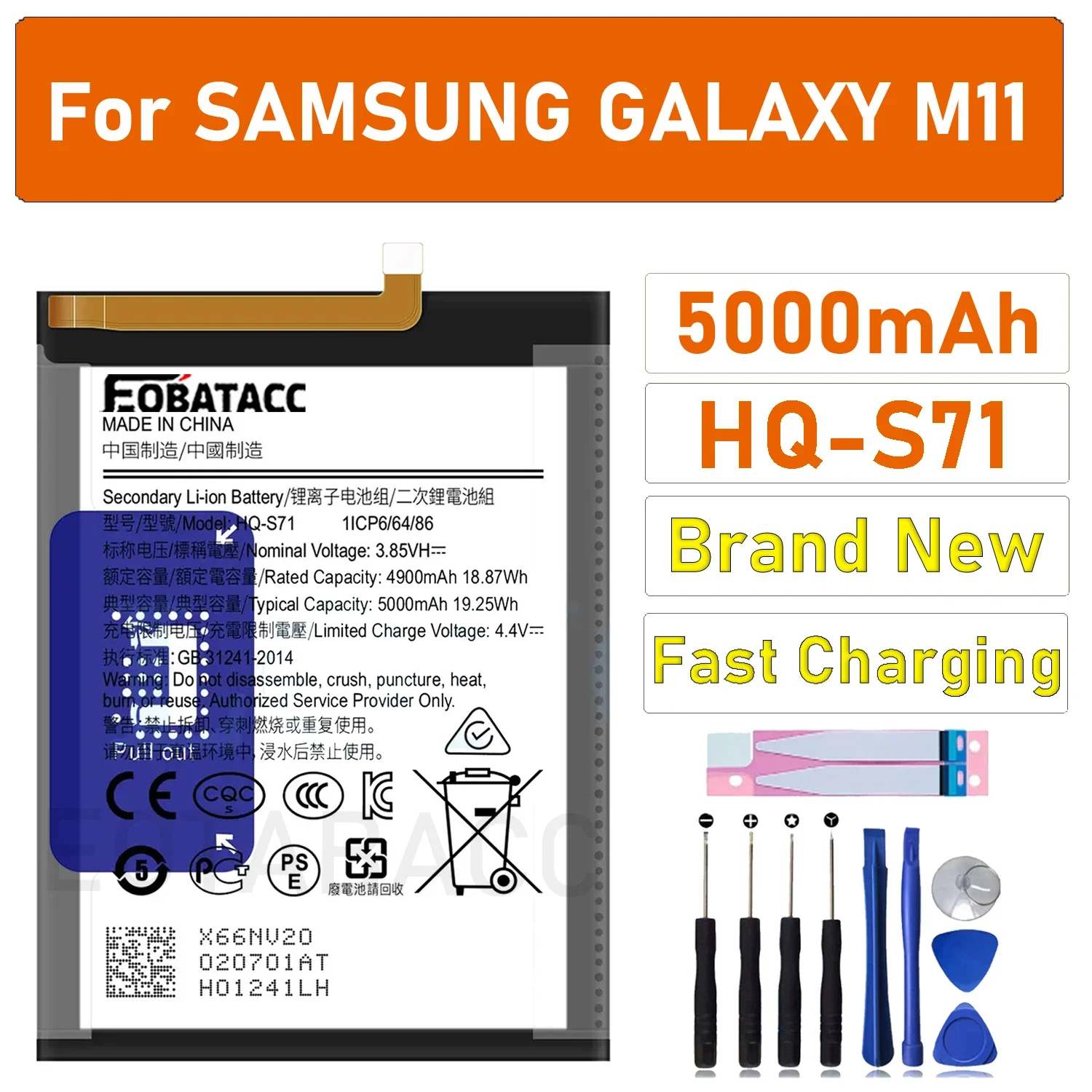 Для Samsung 100% HQ-S71 5000 мАч Высококачественная сменная батарея для Samsung Galaxy M11 Аккумуляторы для мобильных телефонов
Для Samsung 100% HQ-S71 5000 мАч Высококачественная сменная батарея для Samsung Galaxy M11 Аккумуляторы для мобильных телефонов