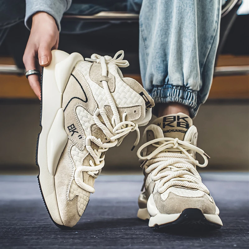 High-Top Men's Casual Shoes Spring Versatile Thick Bottom Street Style Sports Running Heightening Dad Trendy Shoes
High-Top Men's Casual Shoes Spring Versatile Thick Bottom Street Style Sports Running Heightening Dad Trendy Shoes