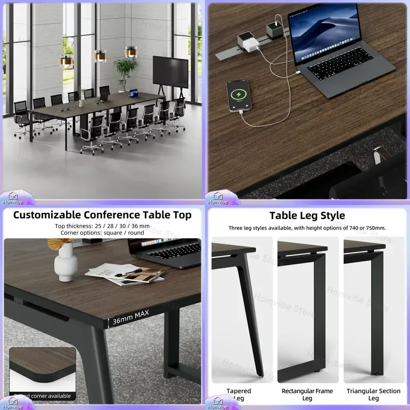 Large 14-Person Conference Table for Meeting Room Office Furniture Modern Rectangular Wooden Conference Desk with Cable
Large 14-Person Conference Table for Meeting Room Office Furniture Modern Rectangular Wooden Conference Desk with Cable