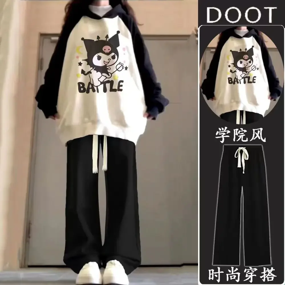 Sanrio Kuromi осенне-зимний свитшот с рукавами реглан для девочек, милый стиль + свободные широкие брюки, комплект из двух предметов
Sanrio Kuromi осенне-зимний свитшот с рукавами реглан для девочек, милый стиль + свободные широкие брюки, комплект из двух предметов