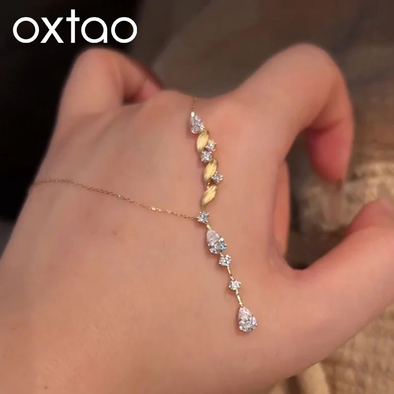 OXTAO Pear Cut D Moissanite Wave Necklace Women's Pendant Certified VVS1 Unique design Charm Necklace Jewelry 14K Gold Filled
OXTAO Pear Cut D Moissanite Wave Necklace Women's Pendant Certified VVS1 Unique design Charm Necklace Jewelry 14K Gold Filled