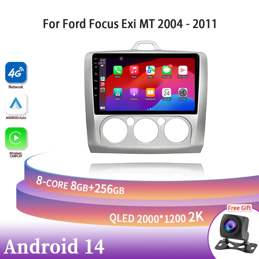 Автомобильный радиоприемник Android 14 для Ford Focus Exi MT 2004-2011, беспроводное устройство Carplay, стерео, мультимедийная навигация, GPS, 4G, 2DIN
Автомобильный радиоприемник Android 14 для Ford Focus Exi MT 2004-2011, беспроводное устройство Carplay, стерео, мультимедийная навигация, GPS, 4G, 2DIN
