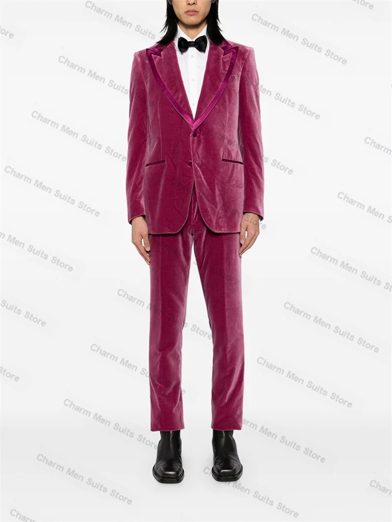 Dark Pink Velvet Men Suits Pants Set 2 Piece Blazer+Trousers Autumn Fall Customized Wedding Tuxedo Formal Office Prom Jacket
Dark Pink Velvet Men Suits Pants Set 2 Piece Blazer+Trousers Autumn Fall Customized Wedding Tuxedo Formal Office Prom Jacket