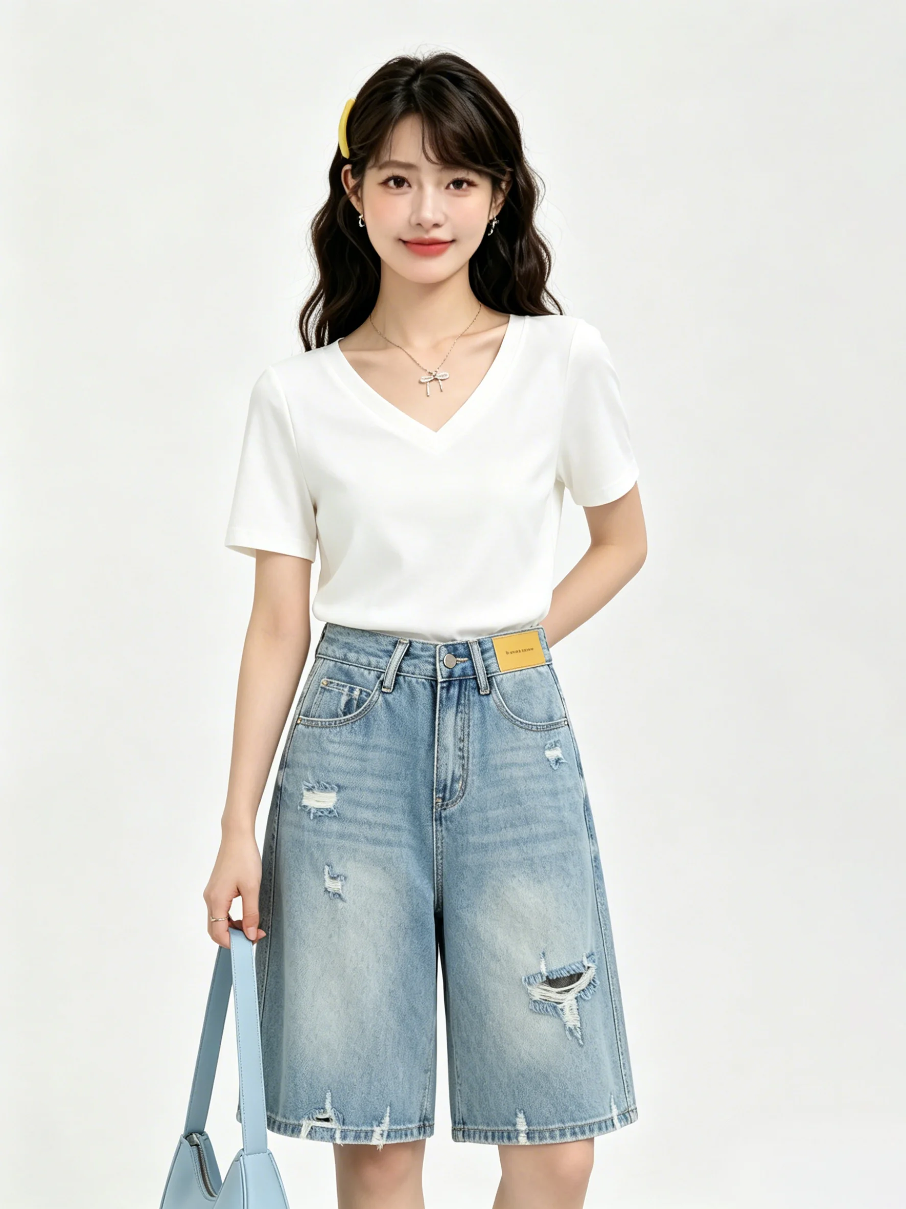 Korean Style High Waist Wide Leg Jeans Worn Washed Vintage Hole Design Summer Skin Friendly Casual Denim Trousers for Women
Korean Style High Waist Wide Leg Jeans Worn Washed Vintage Hole Design Summer Skin Friendly Casual Denim Trousers for Women