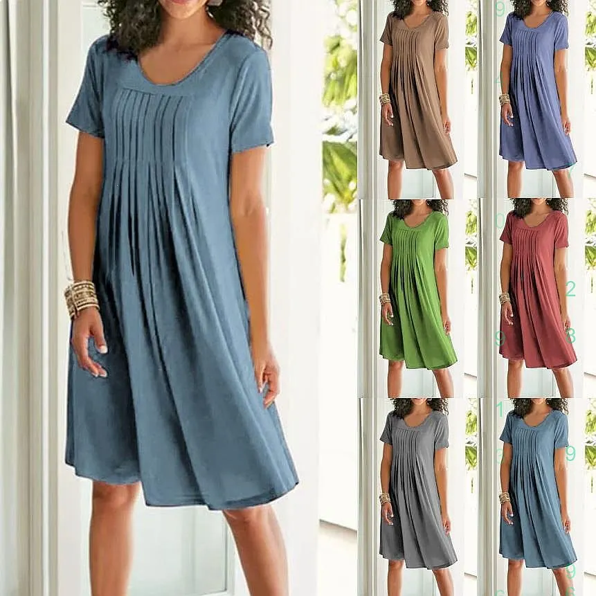 Solid Color Round Neck Ruffle Loose Short Sleeve Midi Dress Dresses Spring Summer
Solid Color Round Neck Ruffle Loose Short Sleeve Midi Dress Dresses Spring Summer