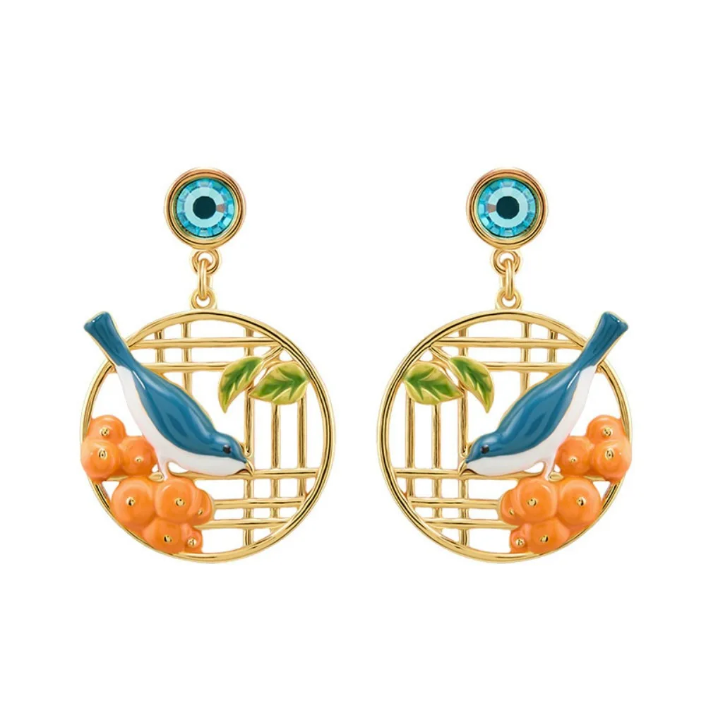 2025 Autumn Winter New Chinese Style Mini Persimmon Enamel Earrings Blue Bird Orange Fruit Round Gold Frame Earrings Exquisite
2025 Autumn Winter New Chinese Style Mini Persimmon Enamel Earrings Blue Bird Orange Fruit Round Gold Frame Earrings Exquisite