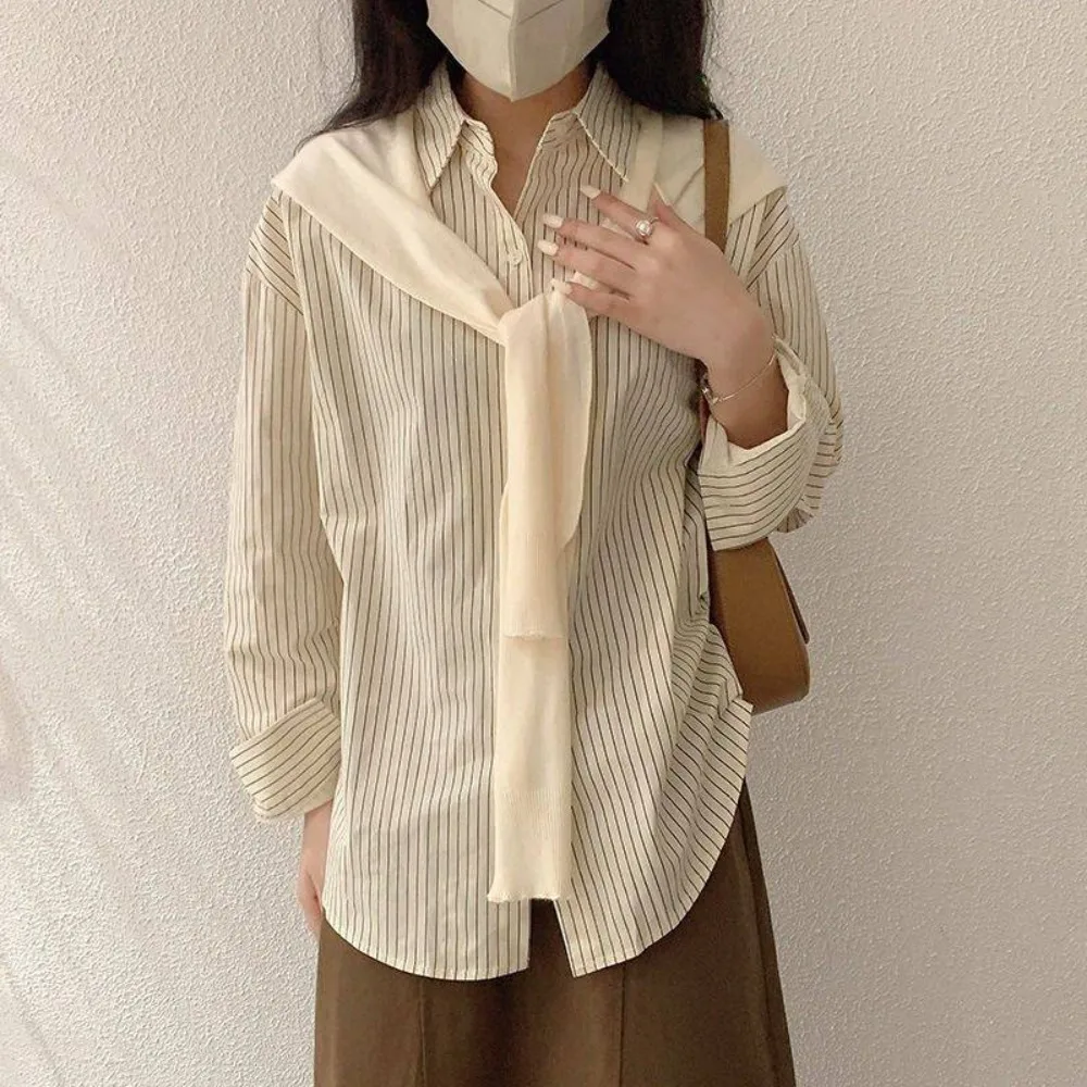All Match Y2K Striped Shirts Women Embroidery Bear Button Up Two Pieces Shirts Set Outfits Loose Knitted Shawl Shirts Streetwear
All Match Y2K Striped Shirts Women Embroidery Bear Button Up Two Pieces Shirts Set Outfits Loose Knitted Shawl Shirts Streetwear