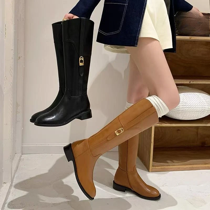 Leg-over-knee Long-thigh Boots 2024 New Versatile Round Toe Side Zip Metal Buckle Low-heeled Knight Boots
Leg-over-knee Long-thigh Boots 2024 New Versatile Round Toe Side Zip Metal Buckle Low-heeled Knight Boots