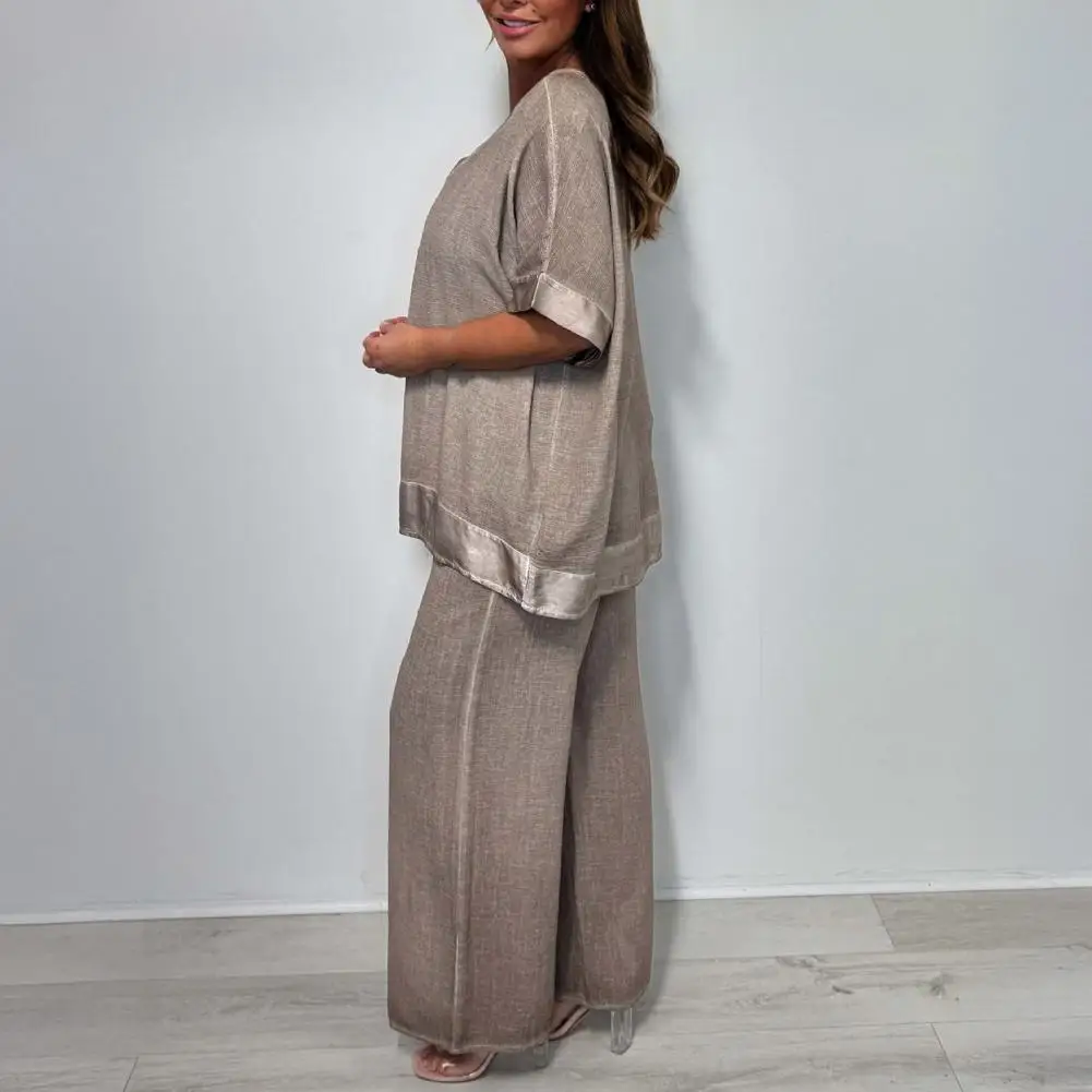 Stylish Women Set Women Two Piece Set Plus Size V Neck Two Piece Outfit with Wide Leg Pants Women's Casual Loose for Spring
Stylish Women Set Women Two Piece Set Plus Size V Neck Two Piece Outfit with Wide Leg Pants Women's Casual Loose for Spring