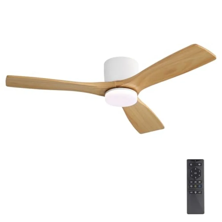 48 Inch Flush Mount DC Ceiling Fan, 3CCT Dimmable Light, 3 Carved Wood Blades, 6-Speed Noiseless Reversible DC Motor, Hugger Lo
48 Inch Flush Mount DC Ceiling Fan, 3CCT Dimmable Light, 3 Carved Wood Blades, 6-Speed Noiseless Reversible DC Motor, Hugger Lo