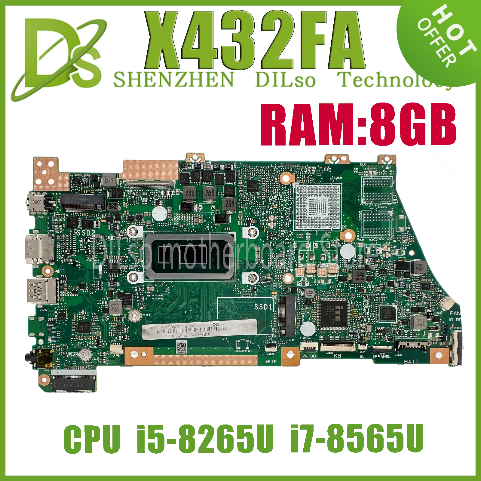 X432FA MAINboard For ASUS VivoBook X432FL S432FA Laptop Motherboard W/i3-8145U i5-8265U i7-8565U 8GB-RAM UMA 100% Working Well
X432FA MAINboard For ASUS VivoBook X432FL S432FA Laptop Motherboard W/i3-8145U i5-8265U i7-8565U 8GB-RAM UMA 100% Working Well