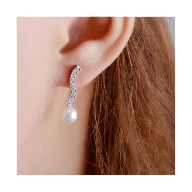 Genuine 925 Sterling Silver Fashion Jewelry Simple S Shape Earrings For Women Korean Style Earring Bright Crystal & Pearl
Genuine 925 Sterling Silver Fashion Jewelry Simple S Shape Earrings For Women Korean Style Earring Bright Crystal & Pearl