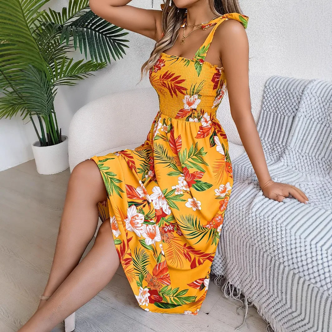 Summer Spring Women's Clothing Floral Tie Waist Sleeveless Maxi Dress For Woman A Line High Waist Polyester Vacation Beachwear
Summer Spring Women's Clothing Floral Tie Waist Sleeveless Maxi Dress For Woman A Line High Waist Polyester Vacation Beachwear