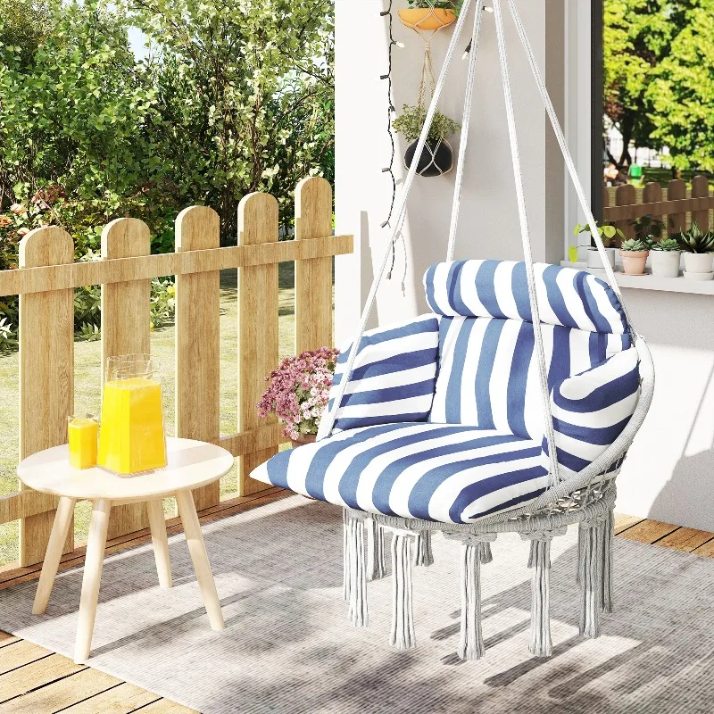 Outdoor Hanging Hammock Chair Soft Cushion 320gsm Polyester Cotton Fabric Steel Frame Porch Swing 265lbs for Patio Garden Indoor
Outdoor Hanging Hammock Chair Soft Cushion 320gsm Polyester Cotton Fabric Steel Frame Porch Swing 265lbs for Patio Garden Indoor