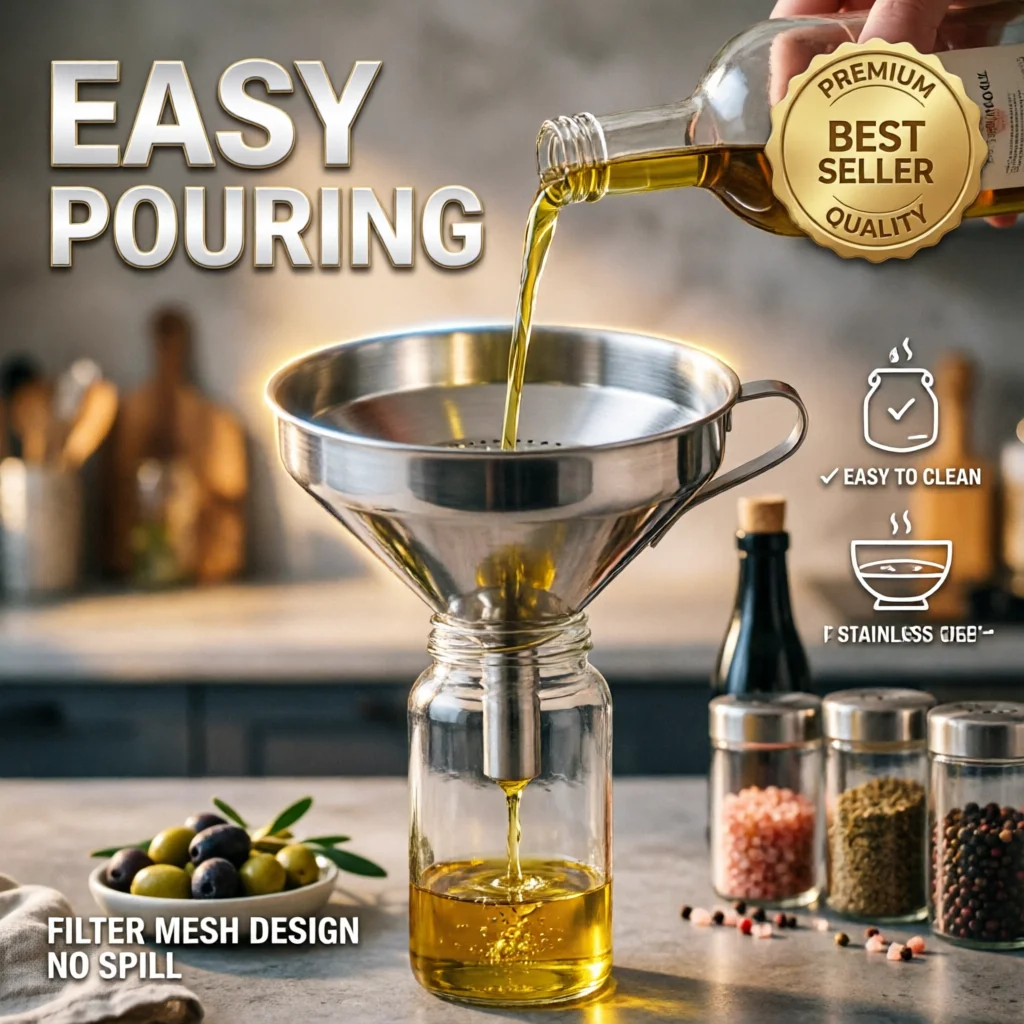 Stainless Steel Funnel with Filter Kitchen Oil Funnel Liquid Transfer Funnel for Wine Water Cooking Tools Cooking Accessories
Stainless Steel Funnel with Filter Kitchen Oil Funnel Liquid Transfer Funnel for Wine Water Cooking Tools Cooking Accessories